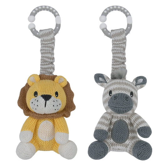 Knitted Stroller Toys - Zebra and Lion