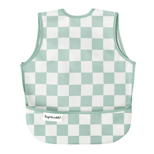 Mess Proof Apron Bib SAGE CHECKERS