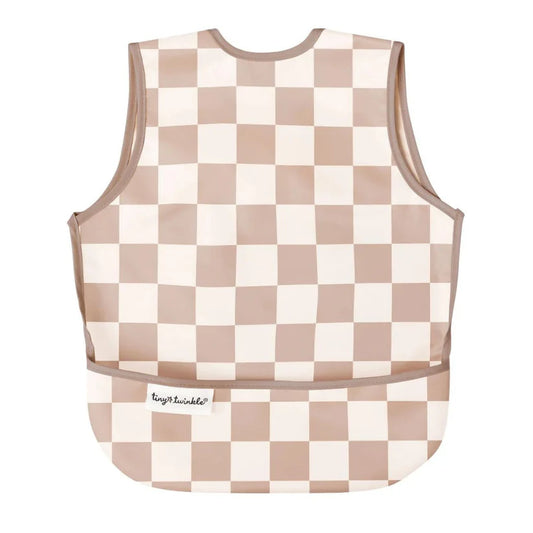 Mess Proof Apron Bib BEIGE CHCKERS
