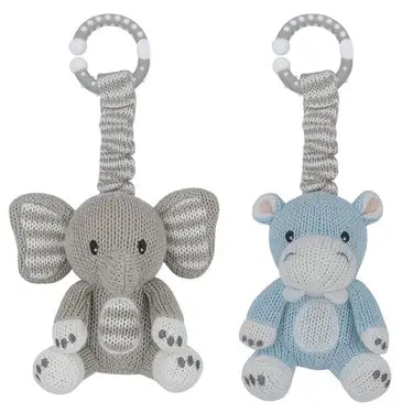Soft Toy 2pk Stroller Elephant and Hippo