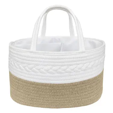 100% Cotton Rope Nappy Caddy Natural/White