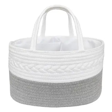 100% Cotton Rope Nappy Caddy Grey/White