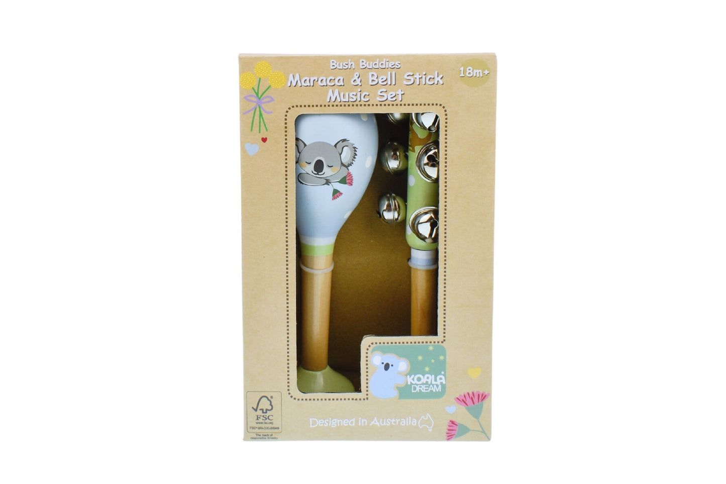 Wooden Bush Buddies Maraca & Bell Stick Music Set