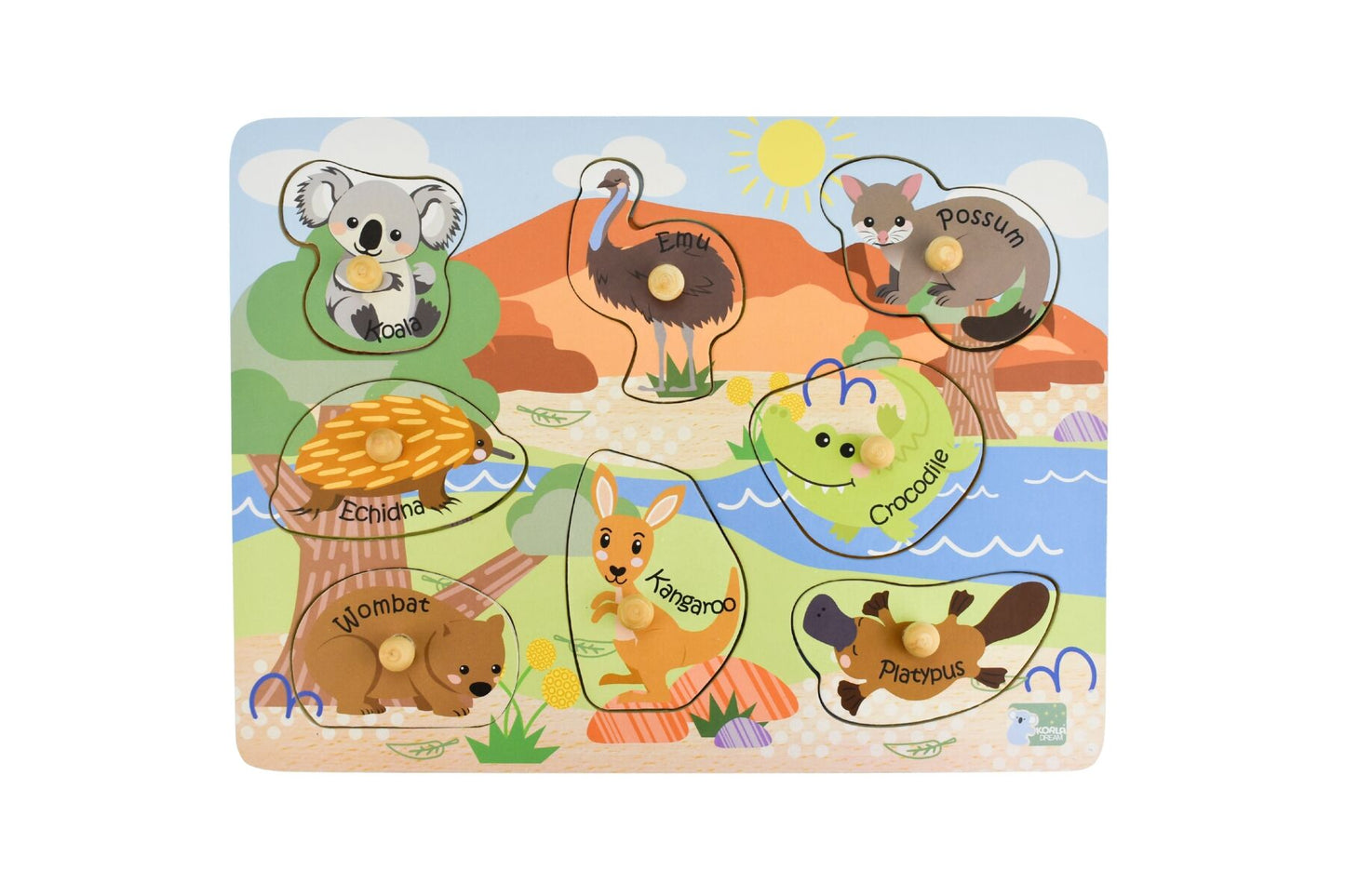 Aussie Animal and their Babies 2 in 1 Peg Puzzle
