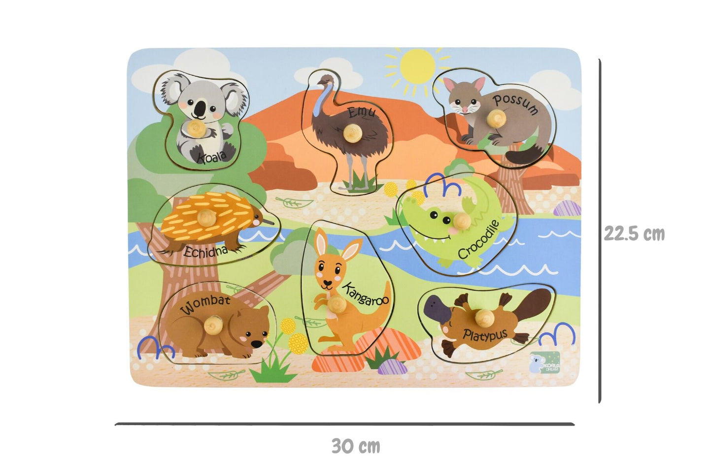 Aussie Animal and their Babies 2 in 1 Peg Puzzle